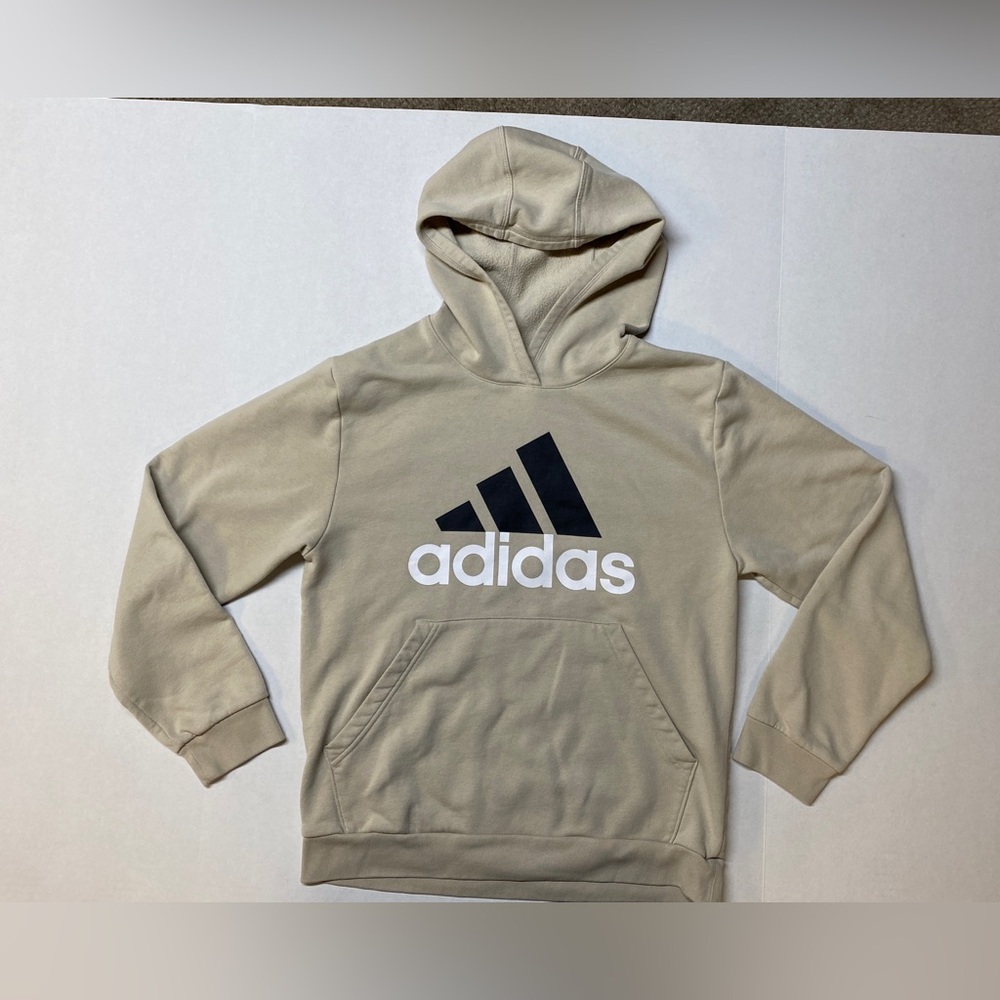 Adidas Essentials Boys Cream Big‎ Logo Pullover Hoodie
